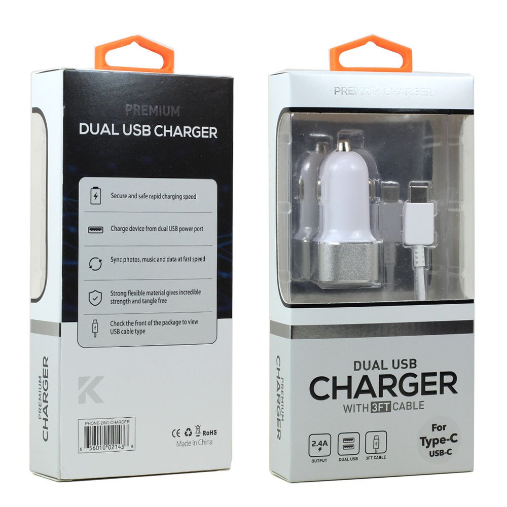 Car charger for mobile shop devices with usb port
